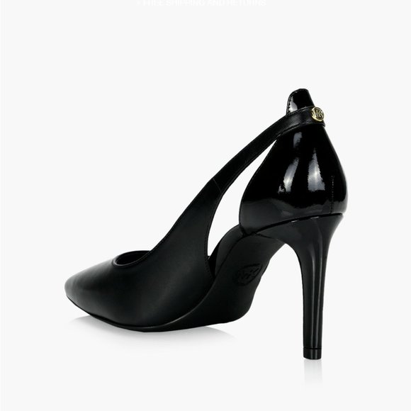 NEW Michael Kors Women Cersei Black Stiletto Patent Texture Block Cut Out Pumps - Picture 3 of 4